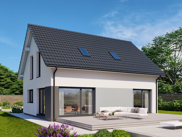 Fertighaus Point 141.1 von Danwood Schlüsselfertig ab 277500€, Satteldach-Klassiker Außenansicht 1 Fertighaus Point 141.1 von Danwood Schlüsselfertig ab 277500€, Satteldach-Klassiker Außenansicht 1