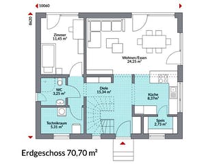 Fertighaus Point 141.1 von Danwood Schlüsselfertig ab 277500€, Satteldach-Klassiker Grundriss 1