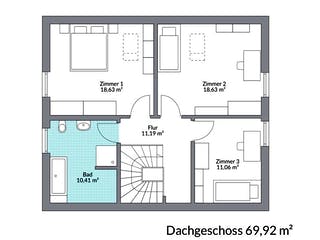 Fertighaus Point 141.1 von Danwood Schlüsselfertig ab 277500€, Satteldach-Klassiker Grundriss 2
