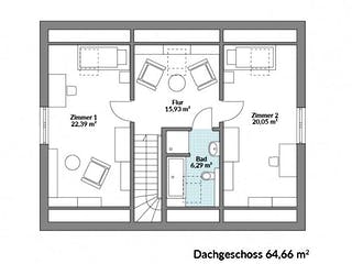 Fertighaus Point 142.1 von Danwood Schlüsselfertig ab 282700€, Satteldach-Klassiker Grundriss 2