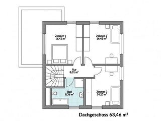 Fertighaus Point 144 von Danwood Schlüsselfertig ab 301000€, Satteldach-Klassiker Grundriss 2