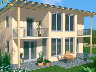 Massivhaus De Sol von Wagener Systemhausbau Schlüsselfertig ab 322000€, Pultdachhaus Außenansicht 1