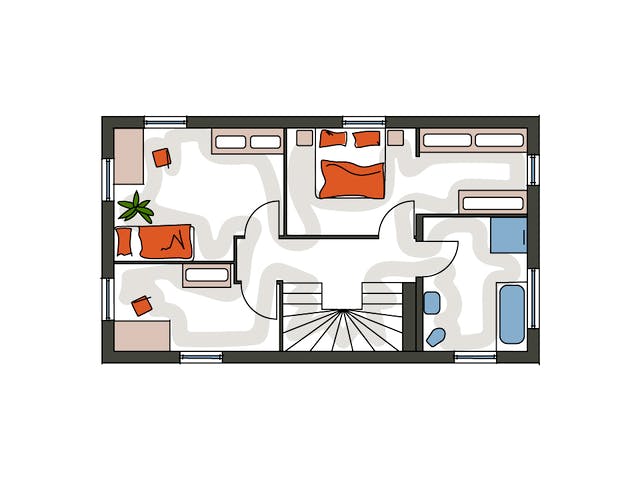 Massivhaus ICON S Einfamilienhaus mit Satteldach von Dennert Massivhaus Ausbauhaus ab 266300€, Grundriss 2