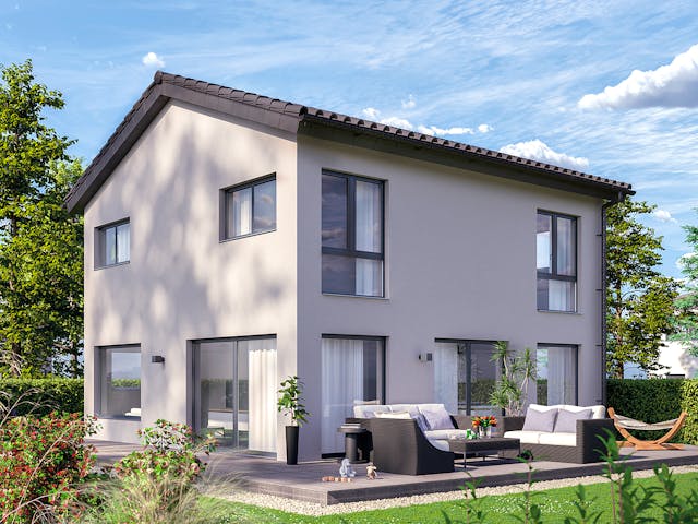 Massivhaus ICON S 3.02 CITY von Dennert Massivhaus Schlüsselfertig ab 219995€, Satteldach-Klassiker Außenansicht 1