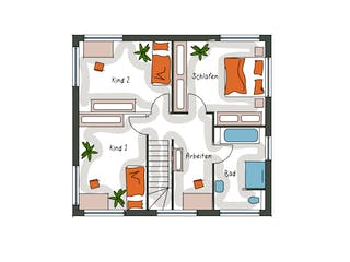 Massivhaus ICON S 3.02 CITY von Dennert Massivhaus Schlüsselfertig ab 237850€, Satteldach-Klassiker Grundriss 2