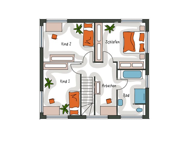 Massivhaus ICON S 3.02 CITY von Dennert Massivhaus Schlüsselfertig ab 219995€, Satteldach-Klassiker Grundriss 2