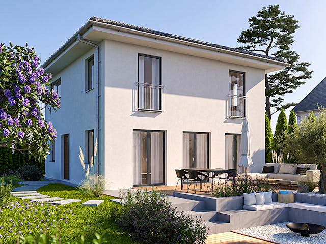 Massivhaus ICON 3 City mit Walmdach von Dennert Massivhaus Ausbauhaus ab 260770€, Stadtvilla Außenansicht 1