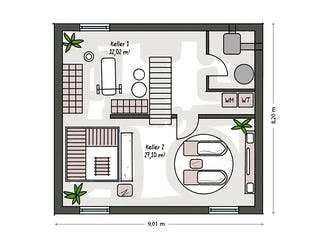Massivhaus ICON 3 City mit Walmdach von Dennert Massivhaus Ausbauhaus ab 260770€, Stadtvilla Grundriss 3