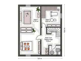 Massivhaus ICON 3+ City mit Satteldach von Dennert Massivhaus Ausbauhaus ab 280608€, Satteldach-Klassiker Grundriss 3