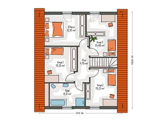 Massivhaus ICON 3+ mit Satteldach von Dennert Massivhaus Ausbauhaus ab 247870€, Satteldach-Klassiker Grundriss 2