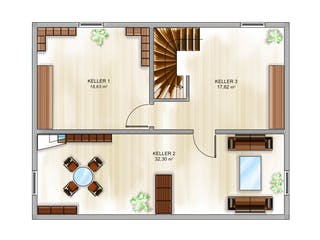 Massivhaus ICON 3+ mit Quergiebel von Dennert Massivhaus Ausbauhaus ab 264988€, Satteldach-Klassiker Grundriss 3