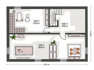 Massivhaus ICON 4 City mit Flachdach von Dennert Massivhaus Ausbauhaus ab 306577€, Cubushaus Grundriss 3