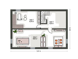 Massivhaus ICON 4 City mit Walmdach von Dennert Massivhaus Ausbauhaus ab 299470€, Stadtvilla Grundriss 3
