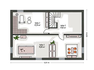 Massivhaus ICON 4 mit Satteldach von Dennert Massivhaus Ausbauhaus ab 263170€, Satteldach-Klassiker Grundriss 3