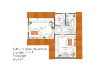 Massivhaus ICON 6+ Bungalow Ausbaupaket DG von Dennert Massivhaus Ausbauhaus ab 284530€, Bungalow Grundriss 2