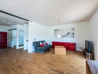 Blockhaus D146 Köstler von Frammelsberger R. Ingenieur-Holzbau, Satteldach-Klassiker Innenansicht 1