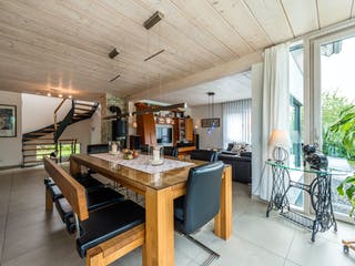 Blockhaus D176 Becker von Frammelsberger R. Ingenieur-Holzbau, Satteldach-Klassiker Innenansicht 2