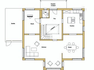 Blockhaus D243 Schmidt von Frammelsberger R. Ingenieur-Holzbau, Cubushaus Grundriss 1