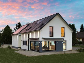 Blockhaus D282 Kocher von Frammelsberger R. Ingenieur-Holzbau, Satteldach-Klassiker Außenansicht 4