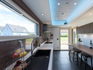 Blockhaus D282 Kocher von Frammelsberger R. Ingenieur-Holzbau, Satteldach-Klassiker Innenansicht 4