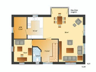 Fertighaus Glücksburg von Danhaus Deutschland Schlüsselfertig ab 431266€, Satteldach-Klassiker Grundriss 1