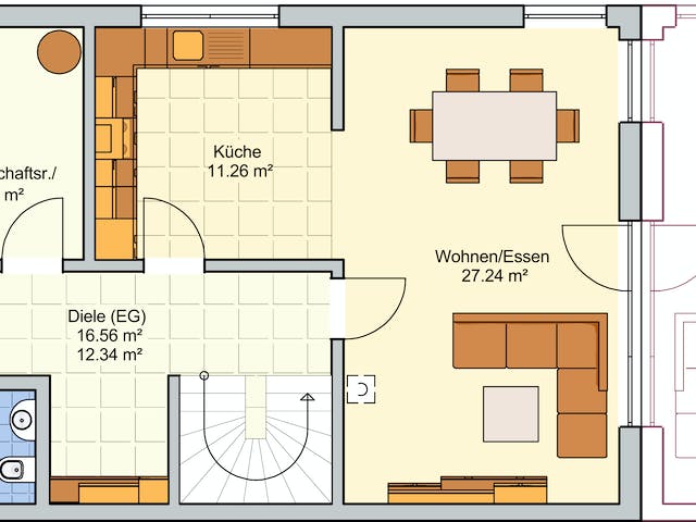 Fertighaus Doppelhaus Duett 128 von FINGERHUT-HAUS Zwei- & Mehrfamilienhäuser Schlüsselfertig ab 385236€, Grundriss 1