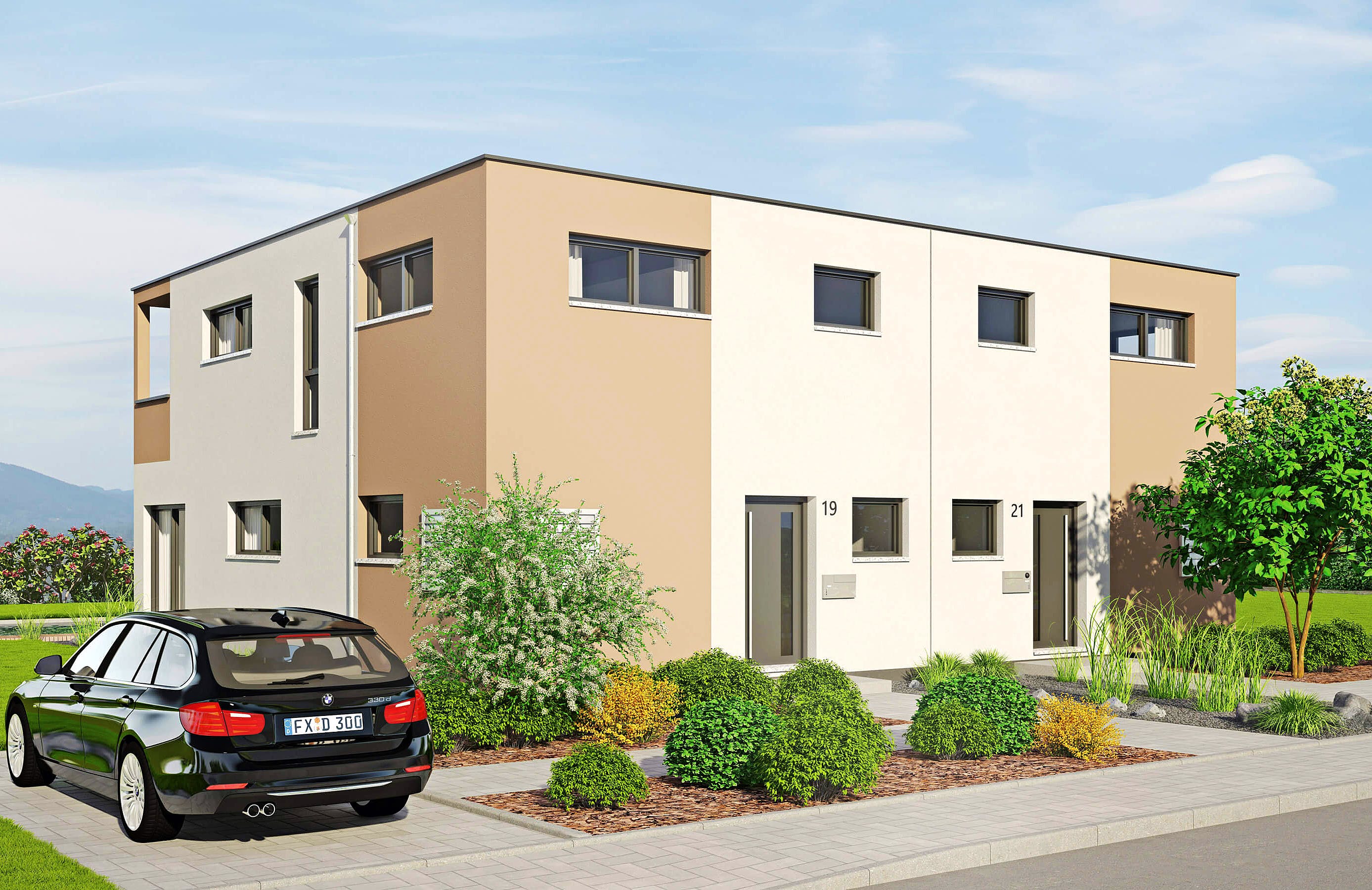 Fertighaus Duett 129 von Fingerhut Haus Schlüsselfertig ab 426254€, Cubushaus Außenansicht 1