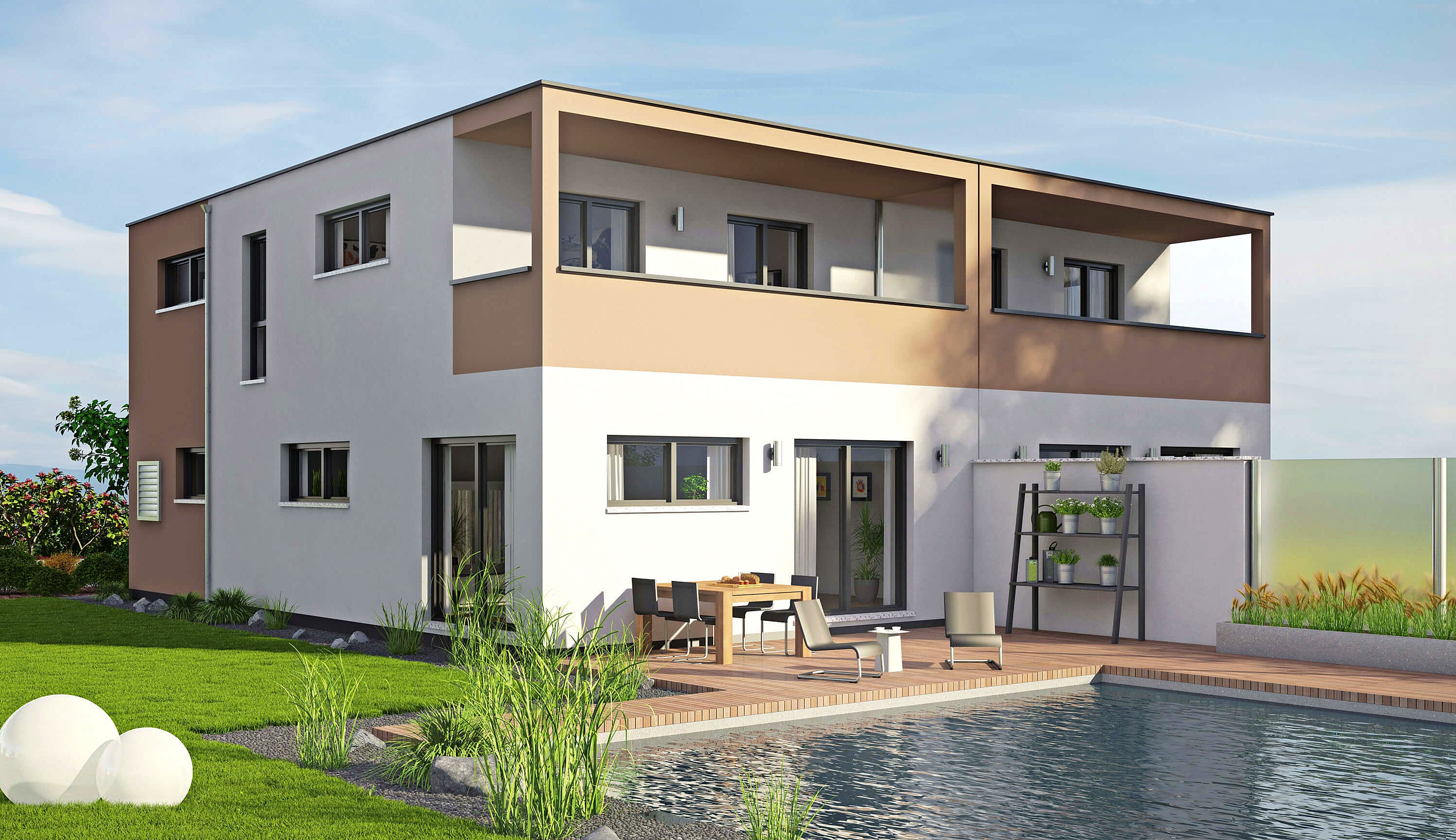 Fertighaus Duett 129 von Fingerhut Haus Schlüsselfertig ab 426254€, Cubushaus Außenansicht 2