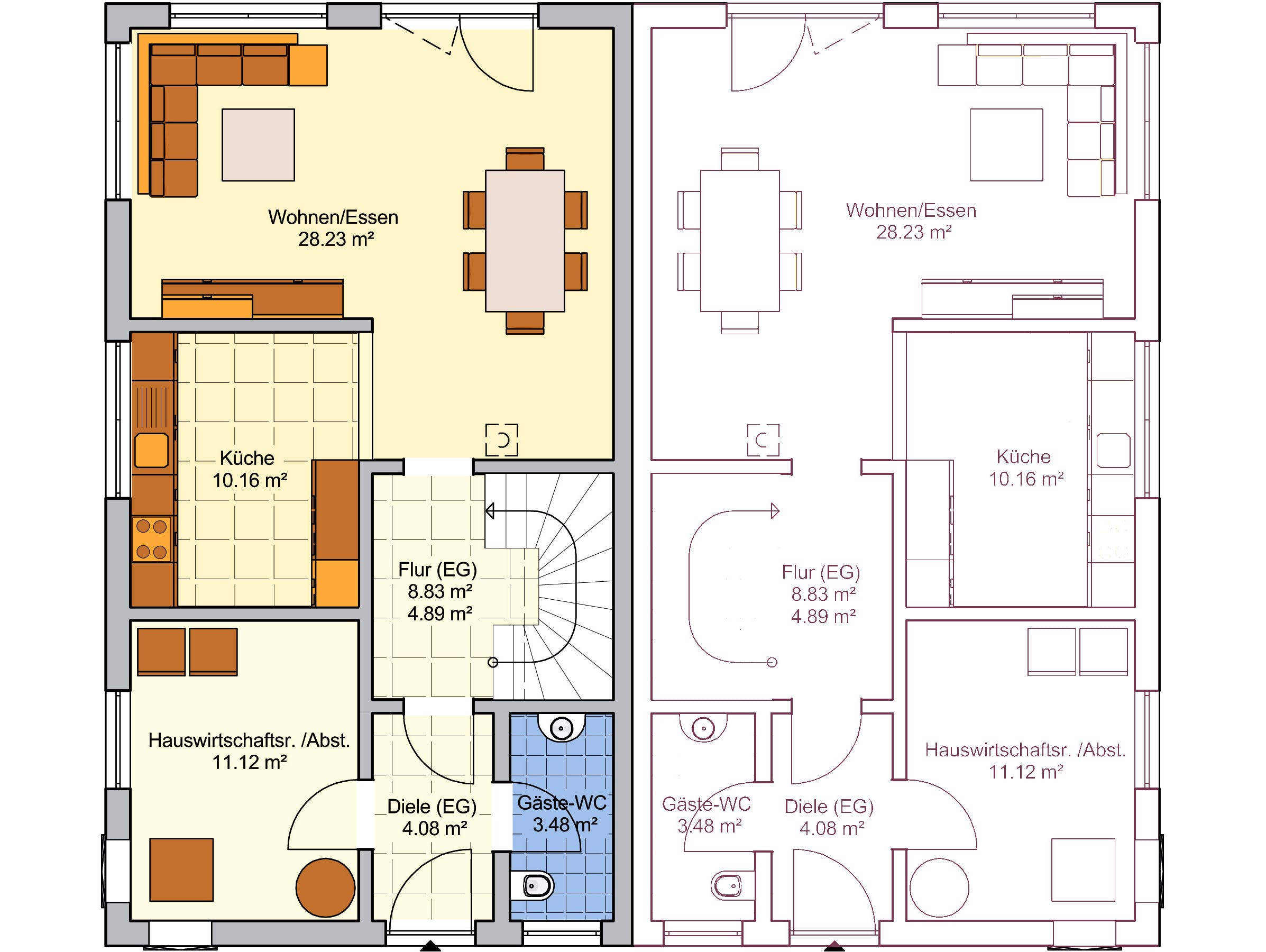 Fertighaus Duett 129 von Fingerhut Haus Schlüsselfertig ab 426254€, Cubushaus Grundriss 1