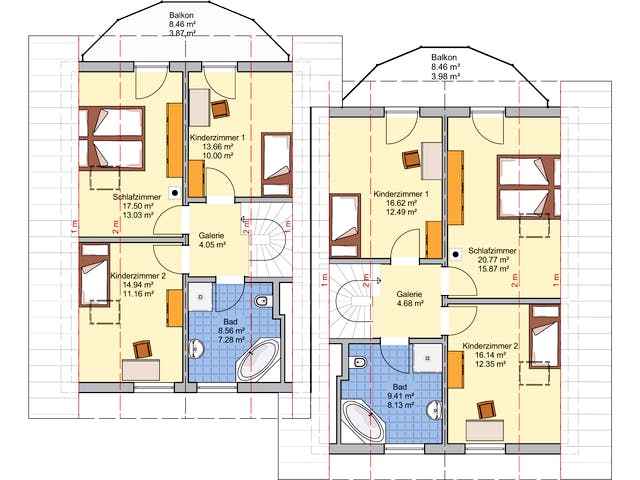 Fertighaus Doppelhaus Duett 139 von FINGERHUT-HAUS Zwei- & Mehrfamilienhäuser Schlüsselfertig ab 399109€, Grundriss 2