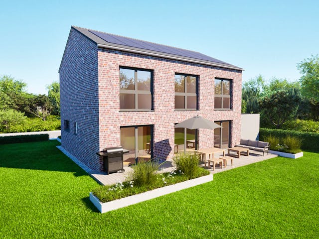 Massivhaus Entwurf CL147 von FAVORIT Massivhaus, Satteldach-Klassiker Außenansicht 1