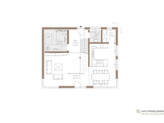 Fertighaus Einfamilienhaus Premium 124 von Naturholzhaus Bayern, Satteldach-Klassiker Grundriss 1