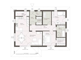 Fertighaus ELK All in One Bungalow 102 - Flachdach von ELK, Bungalow Grundriss 1