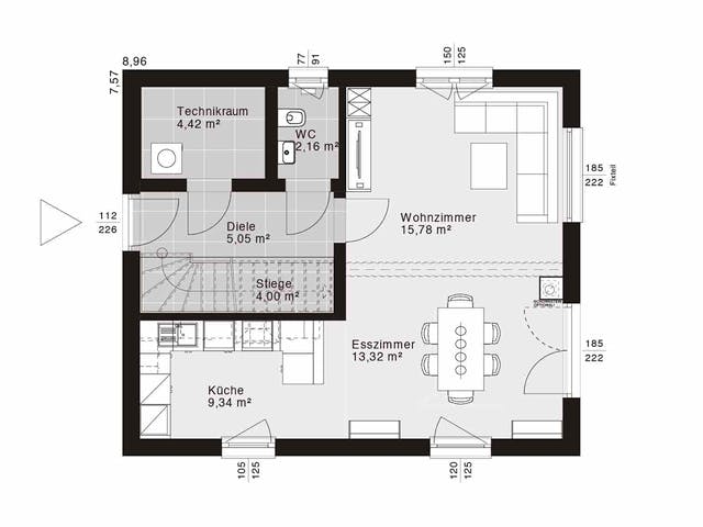 Fertighaus ELK Life 107 - Satteldach von ELK Fertighaus, Satteldach-Klassiker Grundriss 1