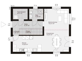 Fertighaus ELK Life 129 - Flachdach von ELK Fertighaus, Cubushaus Grundriss 1