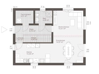 Fertighaus ELK Now 129 - Satteldach von ELK Fertighaus, Satteldach-Klassiker Grundriss 1