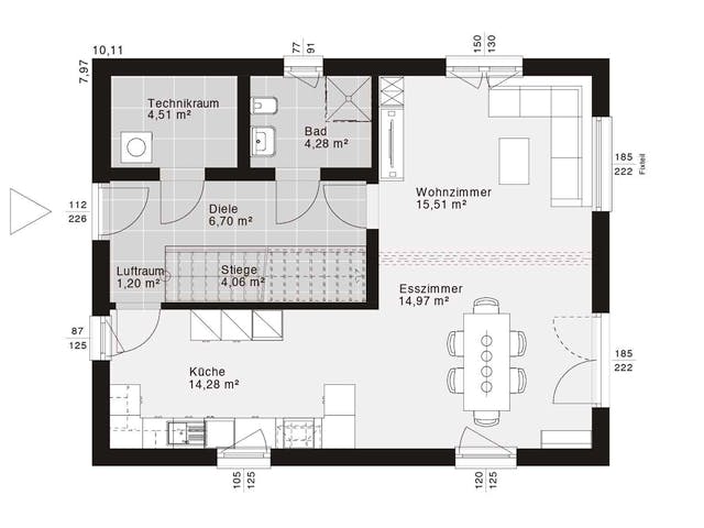 Fertighaus ELK Life 129 - Flachdach von ELK Fertighaus, Cubushaus Grundriss 1