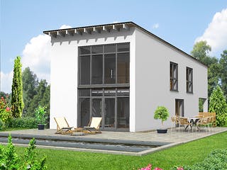 Fertighaus EXU - 136-P von Erkens Holztechnik Ausbauhaus ab 235000€, Pultdachhaus Außenansicht 1