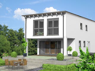 Fertighaus EXU - 136-P von Erkens Holztechnik Ausbauhaus ab 235000€, Pultdachhaus Außenansicht 2