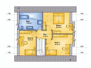 Fertighaus FAMI - 126-S von Erkens Holztechnik Ausbauhaus ab 190000€, Satteldach-Klassiker Grundriss 2