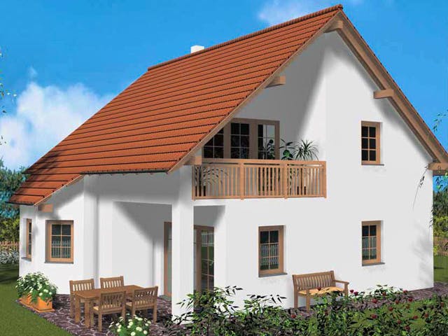 Massivhaus Evergreen von Wagener Systemhausbau Schlüsselfertig ab 269000€, Satteldach-Klassiker Außenansicht 1