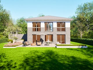 Massivhaus Entwurf CL148 von FAVORIT Massivhaus, Stadtvilla Außenansicht 12