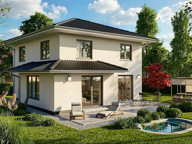 Massivhaus Stadthaus 132 von TIMOWA Massivhäuser Schlüsselfertig ab 309900€, Stadtvilla Außenansicht 1