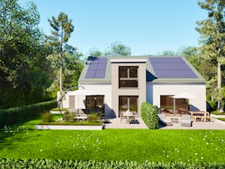 Massivhaus Entwurf PR152/58 von FAVORIT Massivhaus, Satteldach-Klassiker Außenansicht 3