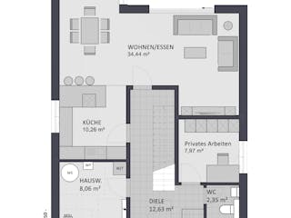 Massivhaus Entwurf NB142 von FAVORIT Massivhaus, Satteldach-Klassiker Grundriss 1