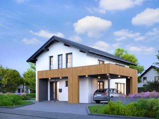 Fertighaus ELK Now 129 - Satteldach von ELK Fertighaus, Satteldach-Klassiker Außenansicht 3