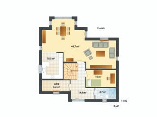 Fertighaus Fanö von Danhaus Deutschland, Satteldach-Klassiker Grundriss 1