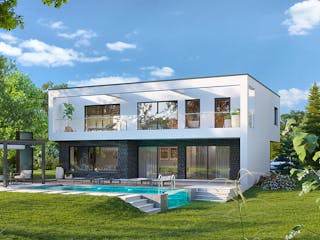 Massivhaus Concept Design 245 edition von FAVORIT Massivhaus Schlüsselfertig ab 530310€, Cubushaus Außenansicht 1