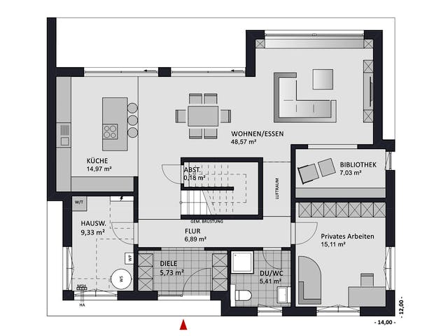 Massivhaus Concept Design 245 edition von FAVORIT Massivhaus Schlüsselfertig ab 530310€, Cubushaus Grundriss 1