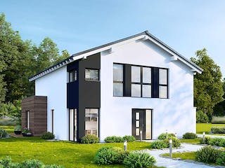 Massivhaus Select 157 edition von FAVORIT Massivhaus Schlüsselfertig ab 374650€, Satteldach-Klassiker Außenansicht 2